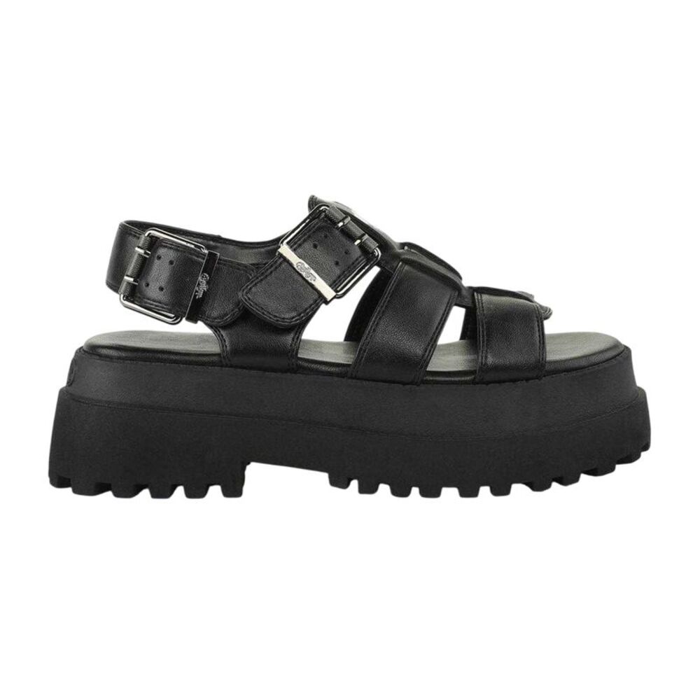 Buffalo Womens/Ladies Fisherman Vegan Flat Sandals / Black